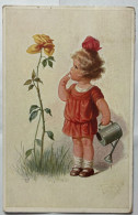 PC ILLUSTRATORS SIGNED WALLY FIALKOWSKA GIRL FLOWER ROSE 1922. - Fialkowska, Wally