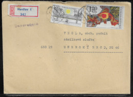 Czechoslovakia. Stamp Sc. 2180, 2010 On Registered Letter, Sent From Havirov  4.08.78 For “Tesla” Uhersky Brod. - Lettres & Documents