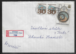 Czechoslovakia. Stamp Sc. 1969, 2186 On Registered Letter, Sent From Hostoun U Horsovskego Tyna 9.08.78 For “Tesla” Uher - Covers & Documents