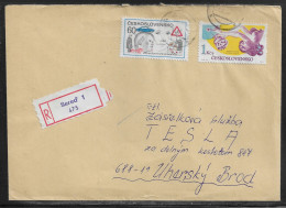 Czechoslovakia. Stamps Sc. 2026, 2108 On Registered Letter, Sent From Sered 28.08.78 For “Tesla” Uhersky Brod. - Lettres & Documents