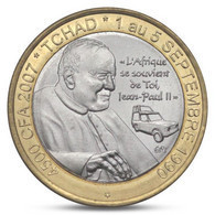 TCHAD - CHAD 4500 CFA UNUSUAL POPE JEAN PAUL II CAR AUTO BIMETAL BI-METALLIC 2007 UNC - Tschad