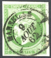 [O SUP] N° 12, Belles Grandes Marges - TB Obl Centrale Càd De Marseille - Cote: 100€ - 1853-1860 Napoléon III.