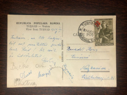 ROMANIA TRAVELLED CARD 1956 YEAR RED CROSS HEALTH MEDICINE STAMPS - Lettres & Documents