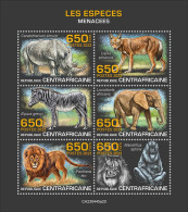 Centrafrica 2023, Animals In Danger, Elephant, Lion, Monkey, Rhino, 6val In BF - Rhinoceros