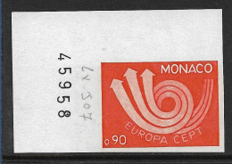 Monaco Essai Du N° 918** En Orange Non Dentelé. Europa 1973. - Errors And Oddities