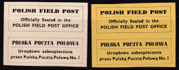 POLAND 1942 Field Post Seals Smith Fl13-14 Mint Hinged (white + Yellow Paper) Imperf - Vignettes De La Libération