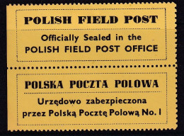 POLAND 1942 Field Post Seals Smith FL13-14 Mint Hinged (yellow Paper) - Verschlussmarken Der Befreiung