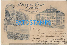 187014 SWITZERLAND MOUTIER HOTEL DU CERF MULTI VIEW CIRCULATED TO ARGENTINA POSTAL POSTCARD - Moutier