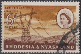1960 Südrhodesien ° Mi:GB-RH 35, Sn:GB-RH 173, Yt: Power Lines, Opening Of Kariba Hydro-electric Power Plant - Rhodésie & Nyasaland (1954-1963)