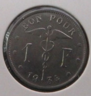 Albert I 1Fr Gewond België 1934FR - 1 Franc