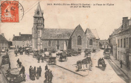 FRANCE -  Marolles Les Braults (Sarthes) - La Place De L'Eglise Un Jour De Marché - Carte Postale Ancienne - Marolles-les-Braults