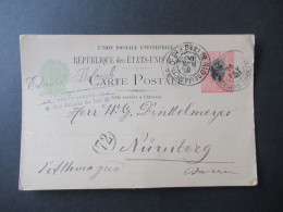 Brasilien 1907 Ganzsache 100 Reis Rio De Janeiro - Nürnberg / Übersse PK Mit Absender Stempel - Covers & Documents