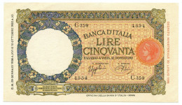 50 LIRE CAPRANESI LUPA CAPITOLINA MARGINE LARGO FASCIO ROMA 29/01/1938 SUP - Sonstige