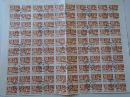 ZA484.9  ROMANIA   Sheet With   100 Stamps  60 Bani,  1971 Train Railway Station  Parcels Cancel Bucuresti  Cartare 1971 - Other & Unclassified