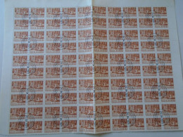 ZA484.9  ROMANIA   Sheet With   100 Stamps  60 Bani,  1971 Train Railway Station  Parcels Cancel Bucuresti  Cartare 1971 - Autres & Non Classés