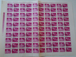 ZA484.19  ROMANIA   Sheet With   100 Stamps 10b  PORTO  Postage Due - Cancel Bucuresti    1973 - Other & Unclassified