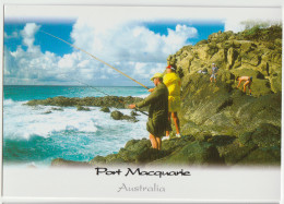 Australia NEW SOUTH WALES Rock Fishing PORT MACQUARIE Overprint Murray Views G536 Postcard C2000s - Port Macquarie