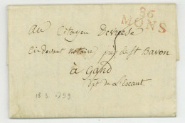 86 MONS Pour GAND Gent Belgique 1799 - 1792-1815: Veroverde Departementen