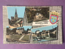 49   CPSM Petit Format CHATEAUNEUF-SUR-SARTHE  Multivues Avec Blason   4 Vues      Très Bon état - Chateauneuf Sur Sarthe