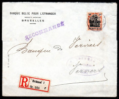 BZ/OC 19 Op Aangetekende Brief Gestempeld - Perfin B B E (Banque Belge Pour L'Etranger) - 1909-34