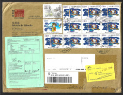 Registered Letter Macau. Stamps With Owl. Turbojet Ferry. Largo Do Senado, UNESCO Heritage Site.Atmospheric Purificatio - Brieven En Documenten