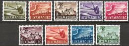 LUXEMBURG,LUXEMBOURG  1946, MI 403 - 411, YT A7 - 15 FLUGPOSTMARKEN, SANS GOMME, OHNE GUMMI - Nuovi