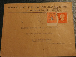 FRANCE LETTRE 1945 - 1.5 Arc De Triomphe Et 50c M De Dulac - SYNDICAT DE LA BOULANGERIE D'INDRE ET LOIRE - 1944-45 Marianna Di Dulac