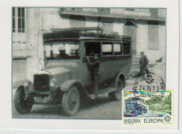 ANDORRA. Autobus Postal 1912, Service Des Postes Espagnoles Entre Seu D'Urgell & Andorre. Carte-maximum.AND.ESP - Lettres & Documents