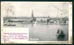 GK292 TELEGRAMMA DELLA PRIMA SOCIETA' INTERNAZIONALE CARTOLINE POSTALI ILLUSTRATE VENEZIA VENEDIG STORIA POSTALE 1910 - Inaugurations