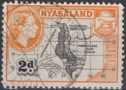 1953 Nyassaland  (1964-1980) ° Mi:GB-NY 102A, Sn:GB-NY 100, Yt:GB-NY 109,Map Of Nyasaland, Queen Elizabeth II Pictorials - Nyasaland (1907-1953)