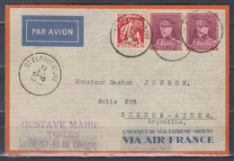 Brief Van St Eloois Vijve Naar Buenos Aires (Argentinie) Amerique Du Sud Extreme Orient Via Air France - 1931-1934 Képi