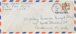 USA Canal Zone Air Mail Covcer Margarita 1-5-1957 Single Franked (hinged Marks On The Backside Of The Cover) - Kanalzone