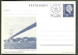 1989 TURKEY VIEW FROM BOSPHORUS BRIDGE WITH SYMBOLIZED AEEPP PHILATELIC EXHIBITION STAMP DESIGN POSTCARD - Ganzsachen