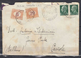 Brief Van Venezia Naar Caviola (Belluno) - Taxe