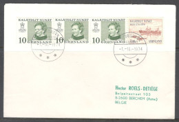 Greenland. Stamps Sc.87, 98 On Letter, Sent To Belgium On 01.10.1974.   Circular Cancellation - Covers & Documents