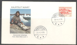 Greenland. Stamps Sc.79.   Umiak (women’s Rowboat).  Circular Cancellation On Special Cover - Lettres & Documents