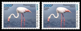 NIGER 2023 - SET 2V - FLAMANT FLAMANTS FLAMINGO FLAMINGOS - BIRDS OISEAUX - MNH - Flamingos