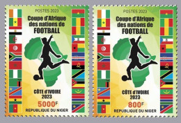 NIGER 2023 - SET 2V - FOOTBALL AFRICA CUP OF NATIONS COUPE D'AFRIQUE COTE D'IVOIRE - FLAGS ALGERIA ALGERIE - MNH - Afrika Cup