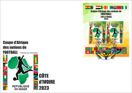 NIGER 2023 - FDC IMPERF M/S - FOOTBALL AFRICA CUP OF NATIONS COUPE D'AFRIQUE COTE D'IVOIRE - FLAGS ALGERIA ALGERIE - Afrika Cup