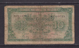 BELGIUM - 1943 10 Francs Circulated Banknote - 10 Francs-2 Belgas