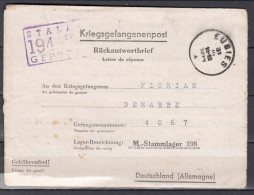 Kriegsgefangenenpost Van Eugies Naar Deutschland M Stammlager 398 Stalag 194 Gepruft - Covers & Documents