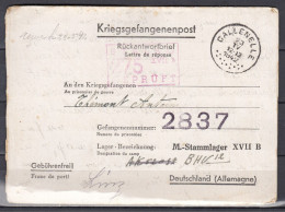 Kriegsgefangenenpost Van Callenelle Naar Deutschland M Stammlager XVII B Stalag 275 Gepruft - Covers & Documents