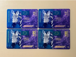 Mint USA UNITED STATES America ACMI Prepaid Telecard Phonecard,Endangered Species Series Zebra, Set Of 4 Mint Cards - Autres & Non Classés