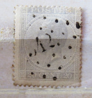 Belgium 1867 Used Stamp 20 C Gray (not Blue) - 1866-1867 Petit Lion (Kleiner Löwe)