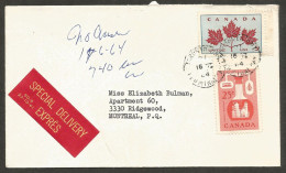 1964 Special Delivery Cover 30c Chemical CDS Toronto Terminal A Ontario To Montreal PQ Quebec - Postgeschiedenis