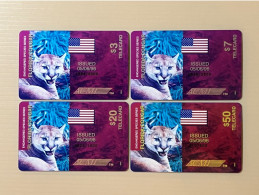 Mint USA UNITED STATES America Prepaid Telecard Phonecard, Endangered Species Series Florida Cougar, Set Of 4 Mint Cards - Autres & Non Classés