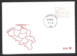 BELGIQUE. Timbre De Distributeurs N°8 De 1983 Sur Enveloppe 1er Jour. Turnhout 1. - Lettres & Documents