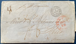 Lettre 1855 De La HAVANE Pour PARIS Par New York Et Steamer Cunard "AMERICA " + Forwarded  " RENAUD & FRANCOIS " TTB - Entry Postmarks