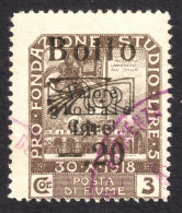1920 1921 FIUME Rijeka Croatia Yugoslavia - Revenue Official Administrative LOCAL CITY Tax Stamp - Overprint - 0.2 / 3 L - Fiume & Kupa