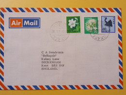 1985 BUSTA COVER AIR MAIL GIAPPONE JAPAN NIPPON BOLLO FIORI FLOWERS UCCELLI BIRDS OBLITERE'   FOR ENGLAND - Storia Postale